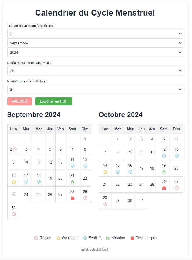 Calcul Ovulation & Calendrier (Trouvez vos Jours Fertiles)