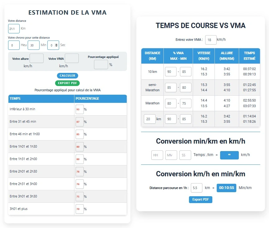 VMA Calculator Screenshot